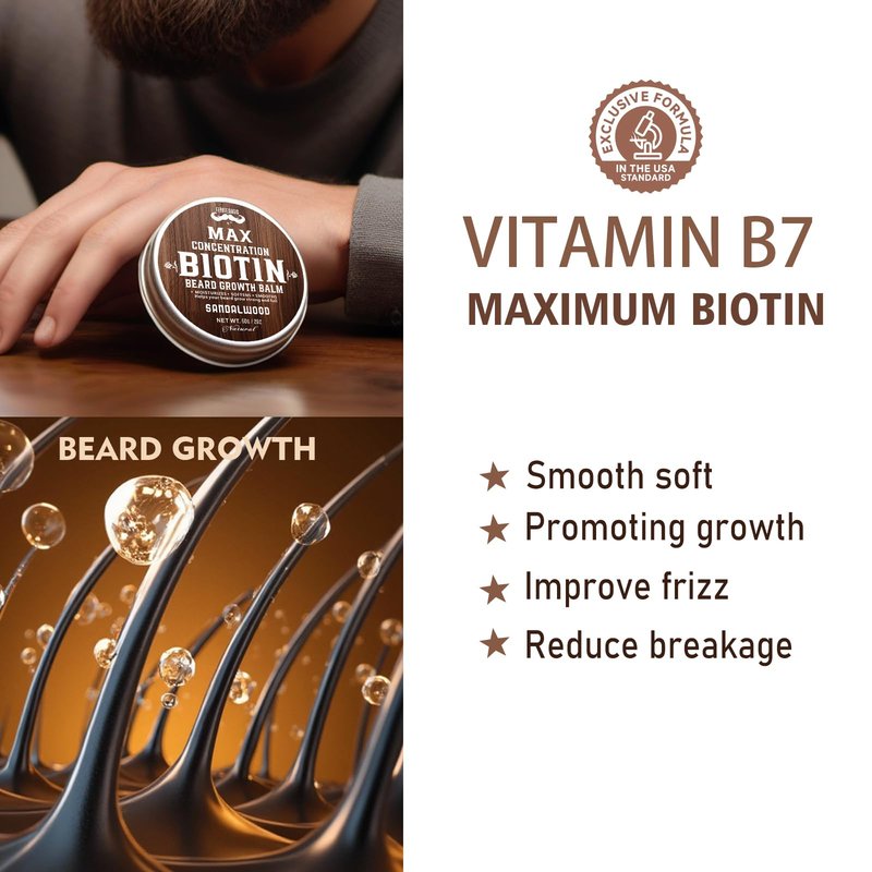 FEBOTE 2 Pack Biotin Beard Balm Set for Men – Natural & Sandalwood Butters – Non-Itchy, Moisturize, Strengthen & Shape Beards – Grooming Gift Set for Father's Day, Anniversaries, Christmas