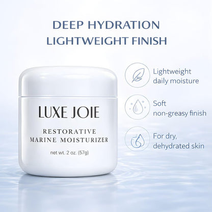 LuxeJoie Hydrating Face Cream for Dry & Sensitive Skin – Lightweight Moisturizer with Hyaluronic Acid, Aloe & Marine Botanicals – Soft Non-Greasy Finish Restorative Marine Moisturizer 2 oz