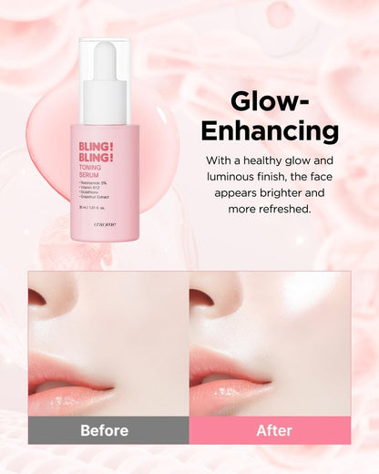 A'SOME Bling Bling Toning Serum Korean Advanced Facial Serum with 5% Niacinamide for Radiant Complexion, Vegan Gel Formula with Hyaluronic Acid & 10 Vitamins, Dermatologist Tested, 1.01 fl.oz.