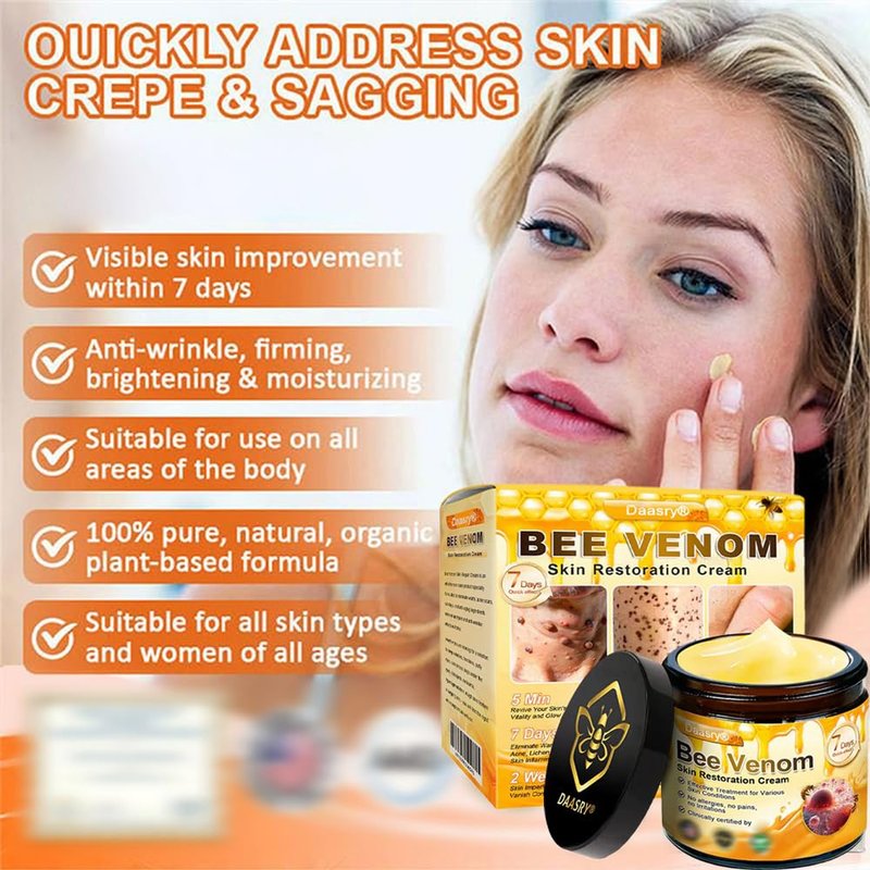 Daasry Bee Venom Skin Restoration Cream,Bee Venom Skin Treatment Cream,Firms and rejuvenates the skin, quickly smoothing out wrinkles and fine lines(2PCS)