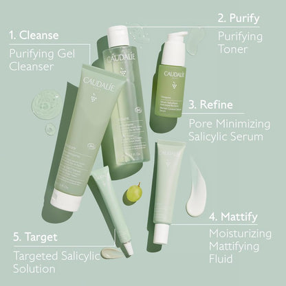 Caudalie Vinopure Natural Salicylic Acid Pore Minimizing Serum with Niacinamide, Skin Perfecting Serum - 30 mL