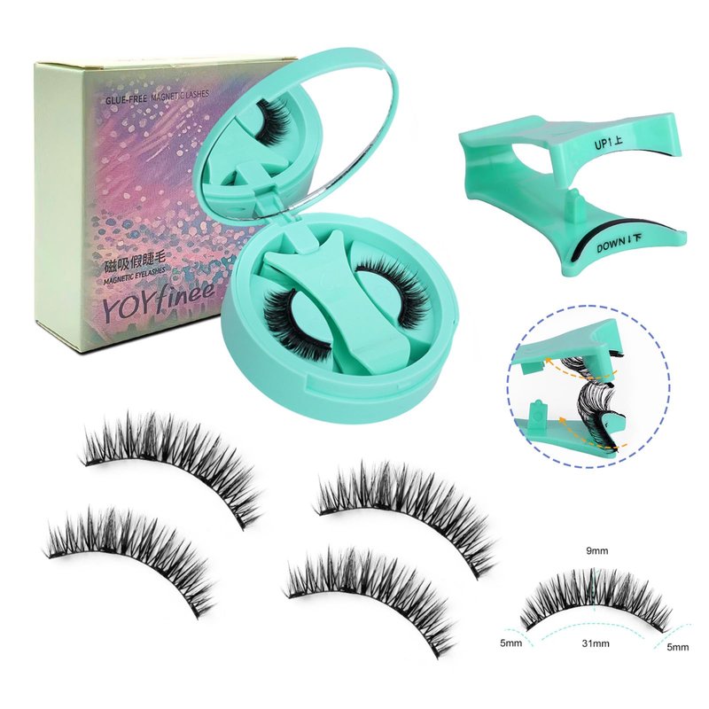 YOYfinee Magnetic Eyelashes with Applicator, Reusable Comfortable Magnetic Eyelashes, No Glue No Eyeliner Needed, Soft Magnets False Eyelashes, Easy to Wear(Z1)