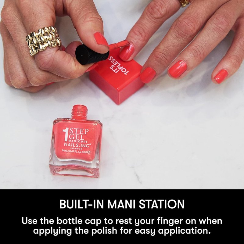 Nails Inc It's Topless Gel-Like Nail Polish, 4-in-1 Base Coat, Treatment, Color & Top Coat, Long Lasting, Strong, Chip Free Nails, Glossy Salon Quality Manicure, Air Dry Nail Polish, Mia, 0.47 Fl Oz