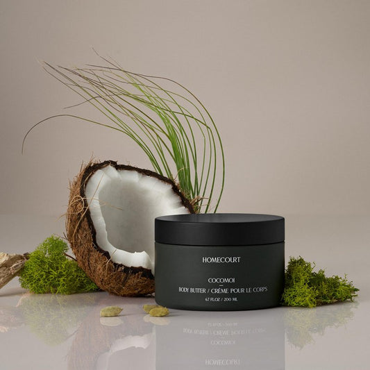 Homecourt Body Shea Butter, Rich Moisturizer Cream for All Skin Types, Nourishes & Hydrates Up To 72 Hours, Lingering Fragrance, Cocomoi, 6.7 oz