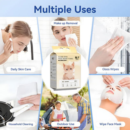 Hanging Disposable Face Towels 2-Pack (400 Count), Wall Mount for Easy Dispensing, Ultra Soft & Lint-Free 8x8 Inch Dry Wipes for Makeup Removal, Sensitive Skin & Daily Skincare