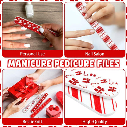 Lanties 45 Pack Christmas Nail Files Gifts Bulk Holiday Emery Boards Double-Sided Christmas Party Nail Files Bulk Stocking Stuffers Christian Gifts for Women Customers Coworkers Staff(Reindeer)