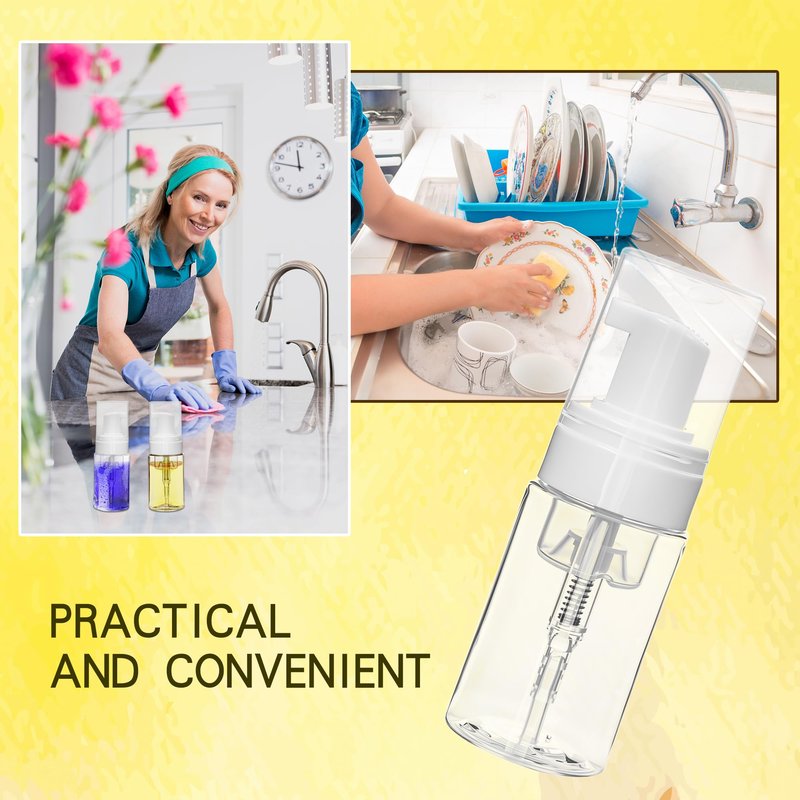 60 Pcs Mini Foam Pump Bottle Bulk 1 oz/ 30 ml Empty Travel Size Plastic Soap Foaming Bottles Small Clear Foaming Soap Dispenser Refillable Mousse Bottles for Lash Shampoo Portable Hand Sanitizer