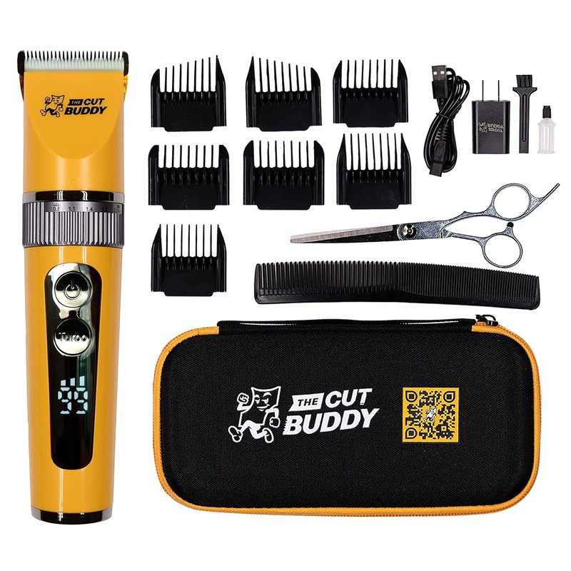 The Cut Buddy Clipper & Grooming Set, Cordless Hair & Beard Trimmer with Ceramic & Titanium Blades, 7 Guards, Waterproof, Beginner Kit
