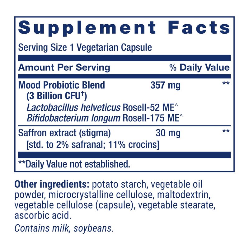 Life Extension FLORASSIST® Probiotic Mood Improve, probiotic and Saffron Blend enhances Mood and Mental Outlook, Non-GMO, Gluten-Free, 1 Daily, Vegetarian, 30 Capsules