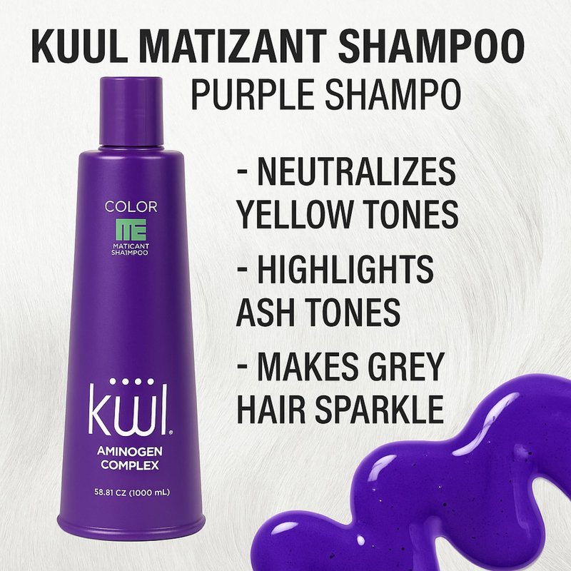 Kuuul Purple Shampoo 33.81 fl oz - Matizant Toning Shampoo for Gray, Blond, and Bleached Hair - Premium Purple Toning for Vibrant Hair Color and Shine