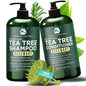 Rosemary Shampoo and Conditioner Set Infused with Tea Tree & Rosemary Oils for Scalp Relief and Hair Growth | Sulfate Free, Soothes Dry Scalp, Boosts Shine + Free Scalp Brush | 16.9 fl oz