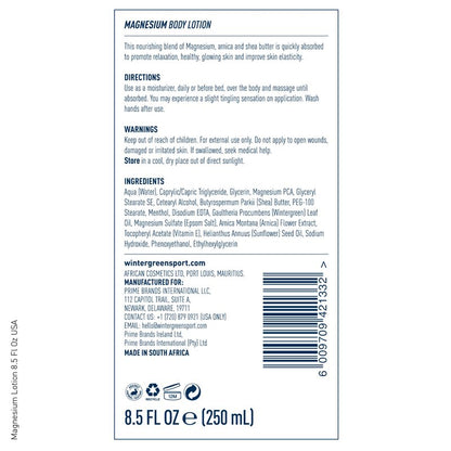 Wintergreen Magnesium Body Lotion with Arnica, Menthol & Wintergreen for Fast Absorbing Relief | Magnesium Lotion for Sore Muscles & Cramps, Supports Recovery & Sleep, Enriched with Shea Butter, 8.5oz