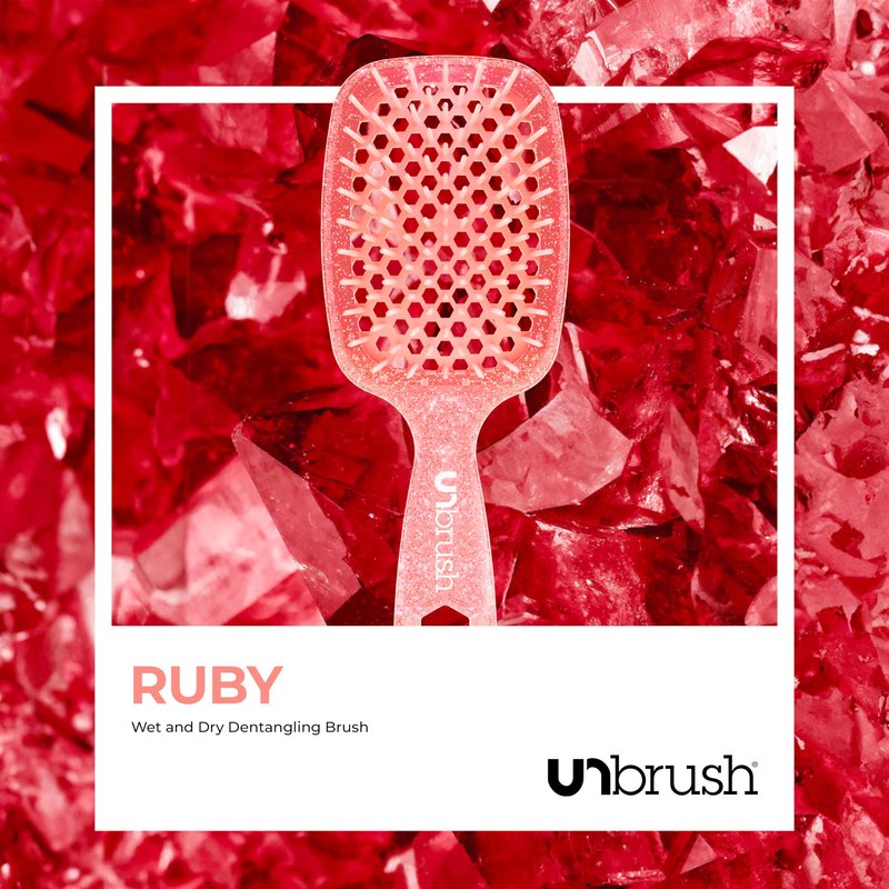 FHI Heat UNbrush Detangling Brush for Pain-Free Brushing on All Wet or Dry Hair Types — Durable DuoFlex Anti-Static Bristles, Lightweight Handle, Vented Hair Brush, Ruby Peach