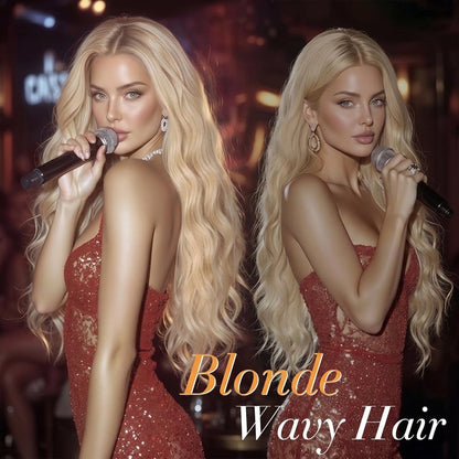 FAVE 28 Inches Lace Front Wig Heat Resistant Synthetic Lace Front Wig Long Wavy Free Part Auburn Wig Glueless Lace Front Wigs for Women Lace Wig for Party Daily Use (Auburn)