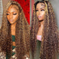 Aikebi Jerry Curly Human Hair Wig Highlight P4/30 T Glueless Curly 200% Density Pre Plucked Cut Human Hair Lace Wig for Black Women