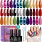 Beetles Cat Eye Gel Nail Polish Set - 20 Colors Gemstone Party Gel Polish Set Pink Blue Red Purple Glitter with Magnet Pen Base Top Coat DIY Salon Manicure Soak Off UV LED Spring Gifts for Women