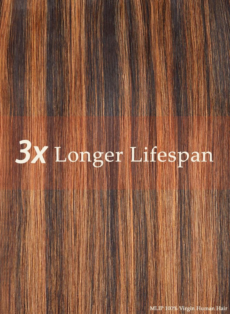 MLIP Human Hair Bundles Straight, Raw Virgin Indian Hair Bundles, Full & Thick, No Tangle No Shedding, Stays Silky Soft After Multiple Washes, Lasts 3X Longer, 1B/30 Highlight, Single Bundle 10 Inch