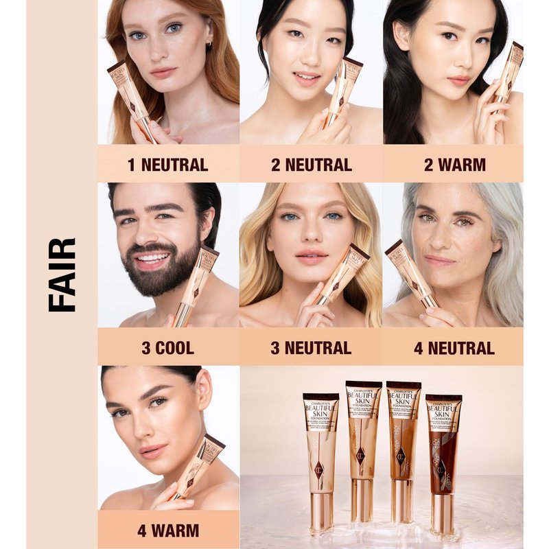 Charlotte Tilbury Beautiful Skin Medium Coverage Hydrating Foundation - Buildable Liquid Makeup for Instant Glow, Plumping Hydration & Lasting Skincare Benefits - 3 Neutral