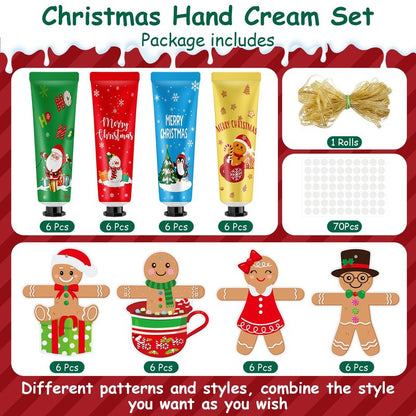 72 Set 144 Pcs Christmas Hand Cream Gift Bulk for Women Coworker Christmas Tree Ornament Hand Lotion Party Favor with Card Ribbon Holiday Decor Stocking Stuffer Gift for Women (Xmas Style)