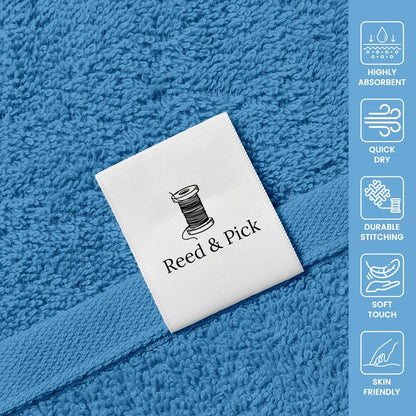 Reed&Pick Hand Towels (Pack of 24) Light Blue Economy Towels Salon Towels - 100% Cotton Spa Towel – 16 x 26 Inches Highly Absorbable, Facial Gym Hair Towel Face Towel Bulk