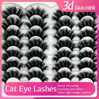 etokdos Mink Lashes Fluffy 20mm Long Dramatic Lashes Pack 25mm Big Lash Strips Volume Faux Mink Thick Eyelashes D Curl False Eyelashes Bulk