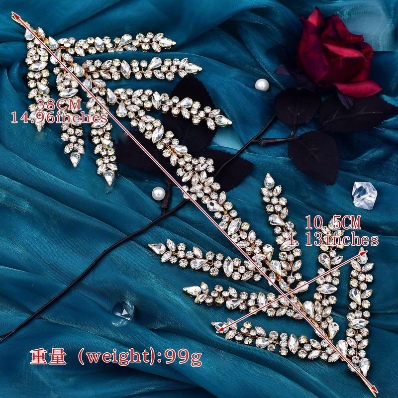 ULAPAN Wedding Headbands Bridal Headpieces Rhinestone Accessories Bride Bridesmaid Women Handmade (Gold)