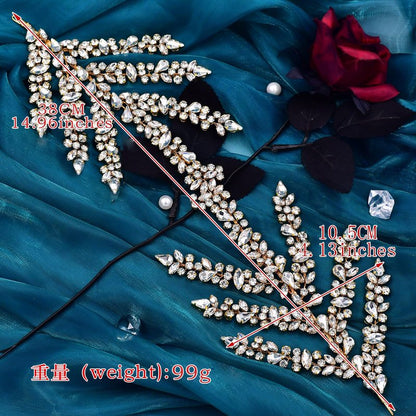 ULAPAN Wedding Headbands Bridal Headpieces Rhinestone Accessories Bride Bridesmaid Women Handmade (Gold)